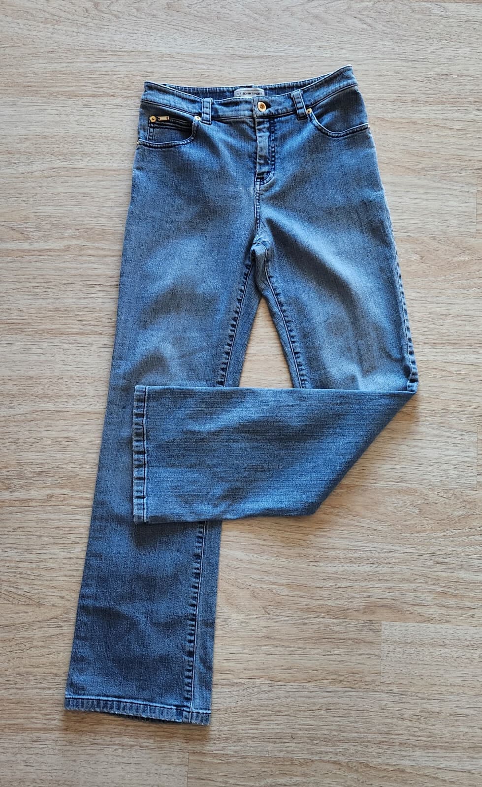 ST. JOHN SPORT Boot Cut Jeans Zip Stretch Medium Washed Blue Women's 2 (29")