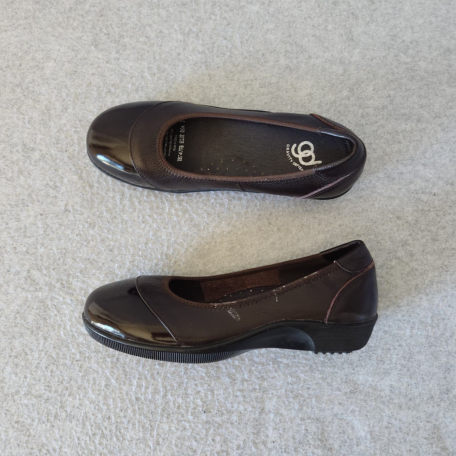 Gravity Defyer by AIW Jenda Brown Leather Pain Relief Shoes Loafer Slip-On US7
