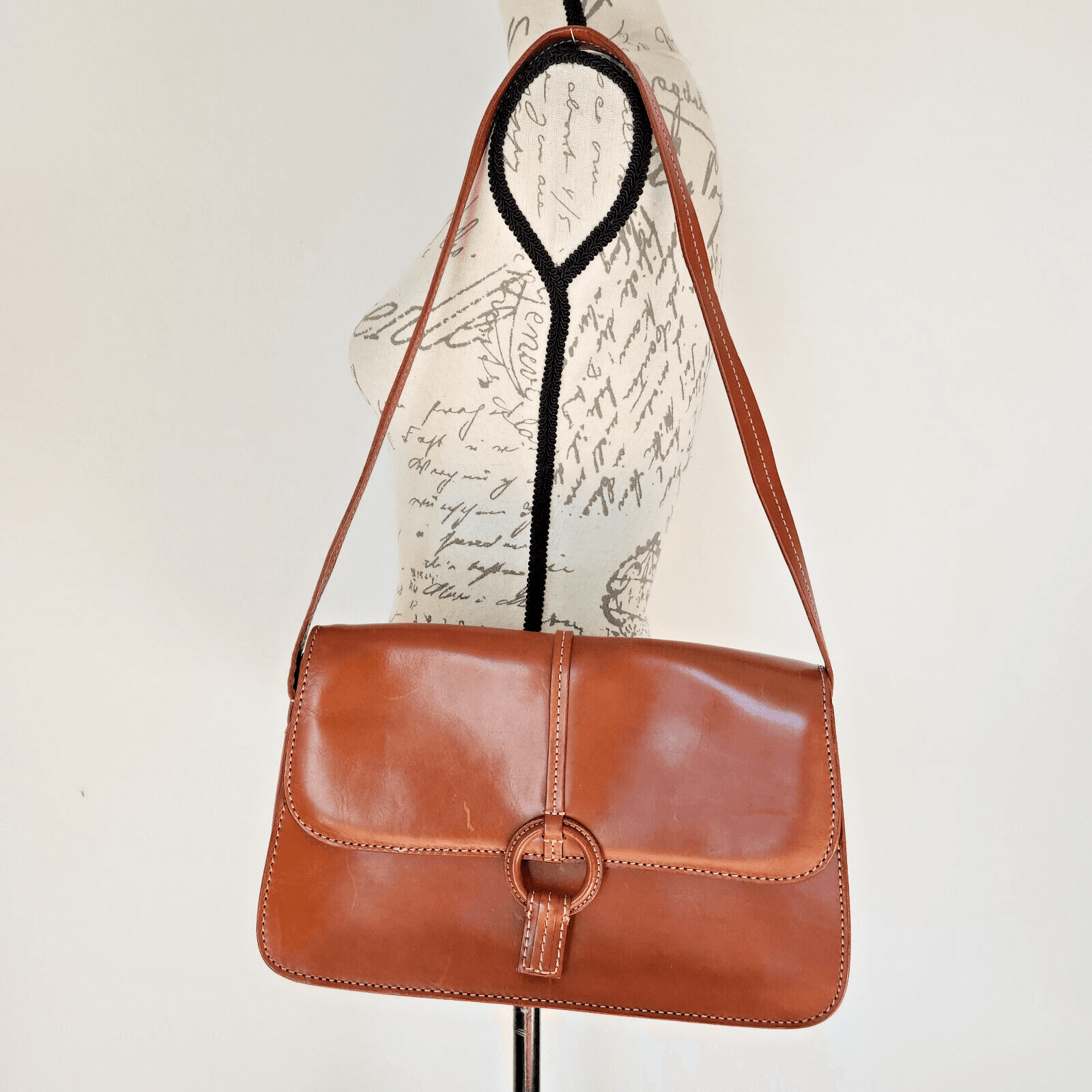 Vintage Fossil Cabo Flap Shoulder Bag Snap Leather Tan