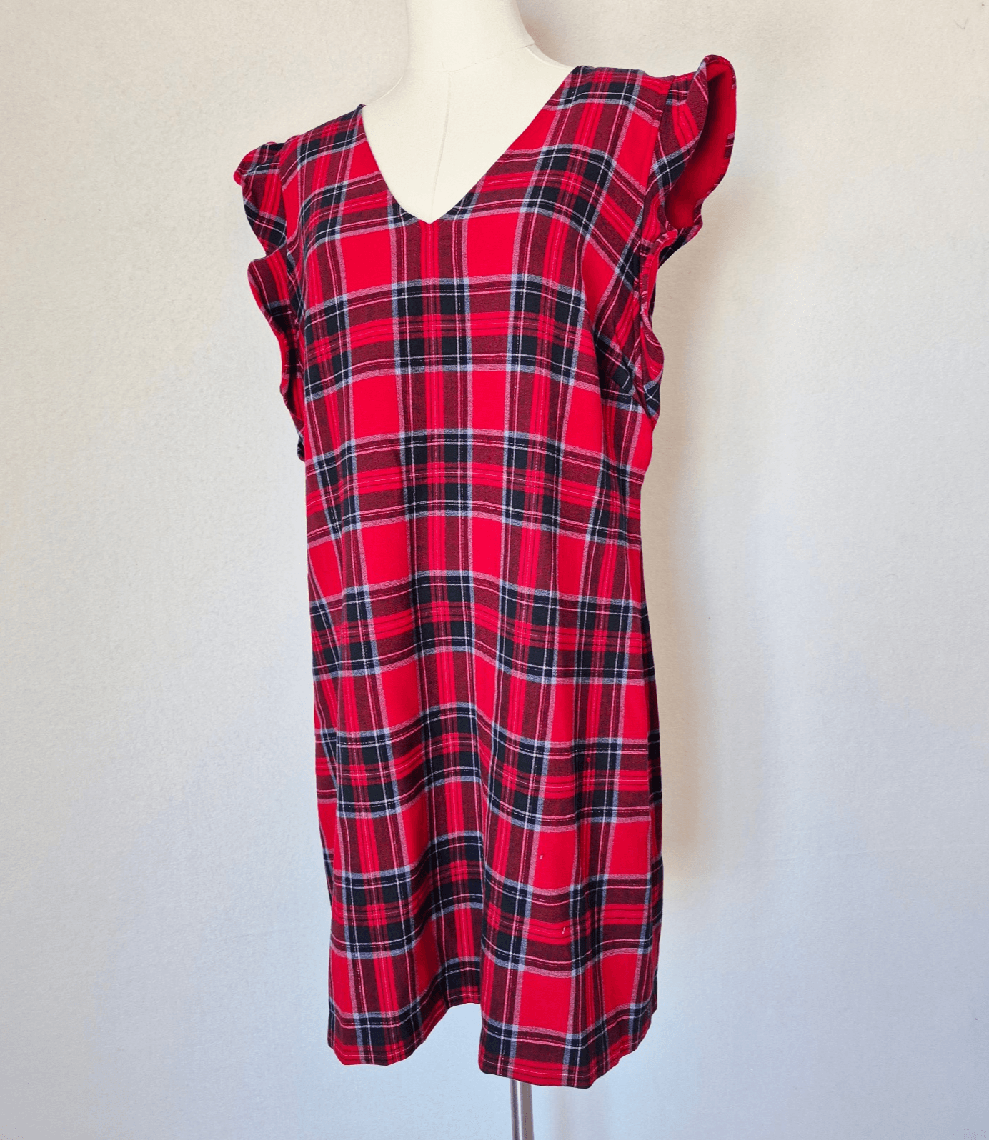 NWT Vineyard Vines $148 Nantucket Lurex Tartan Red Velvet Mini Shift Dress Sz.16
