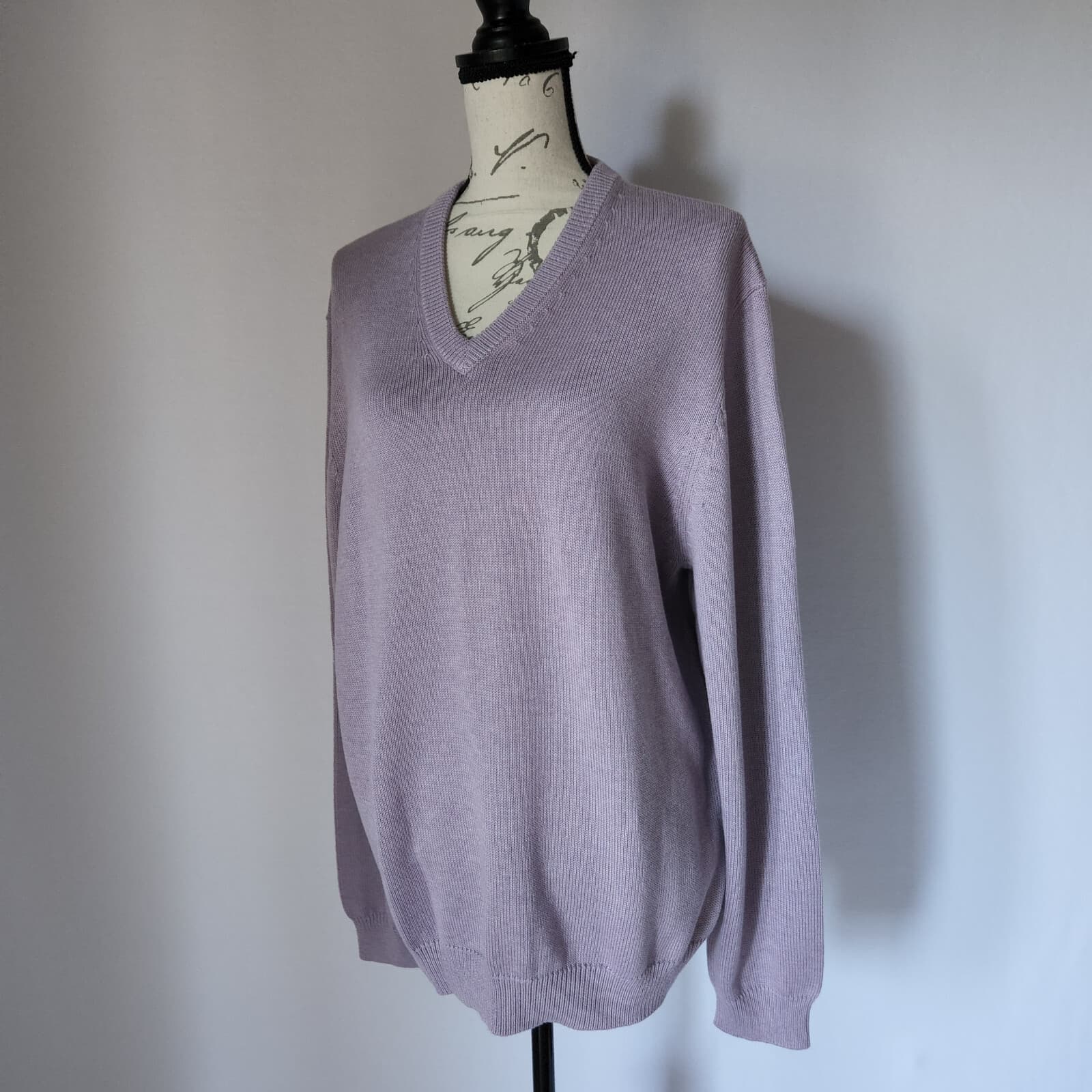 Vintage Brooks Brothers Cotton Sweater Pullover V-Neck Purple Unisex L Hong Kong