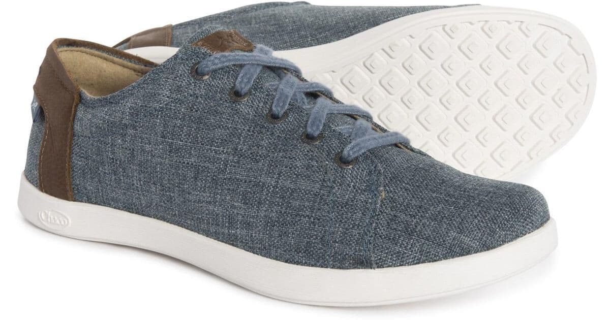 Chaco Lonia Lace-Up Denim Canvas Leather-Trim Casual Sneakers Blue Women's US8