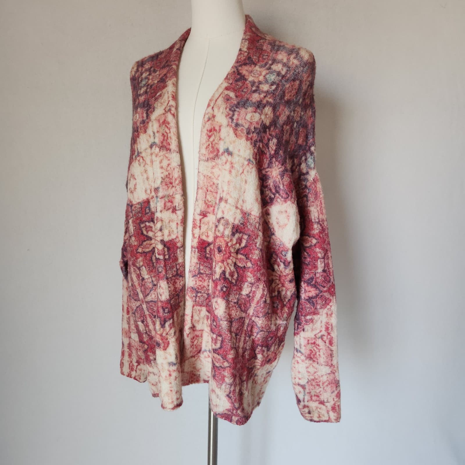 Anthropologie Akemi + Kin Laurel Canyon Open Cardigan Wool Alpaca Pink Sz.S