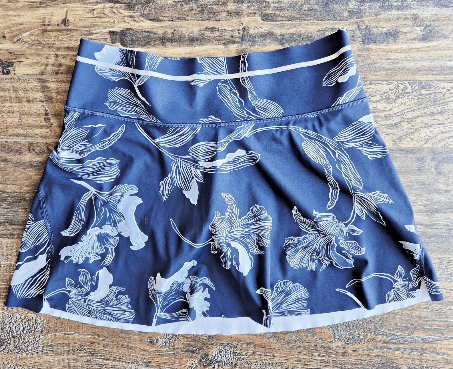 Athleta Floral Sonic Tennis Golf Pickleball Skort Pocket Navy Blue Women's S