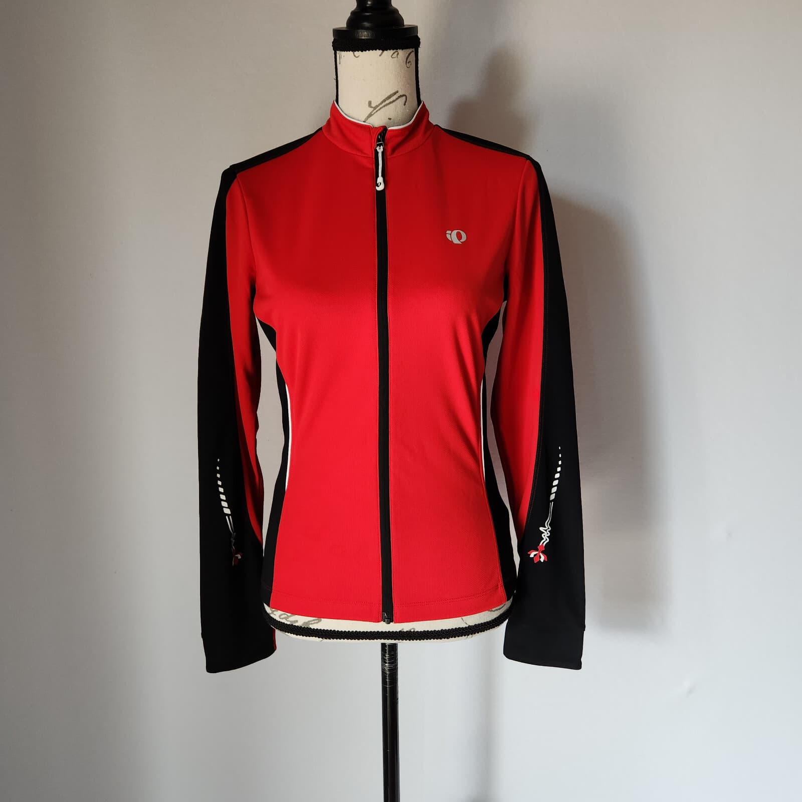 Pearl Izumi Cycling Full-Zip Jacket Long Sleeve Back Pocket Red Black Women Sz.M