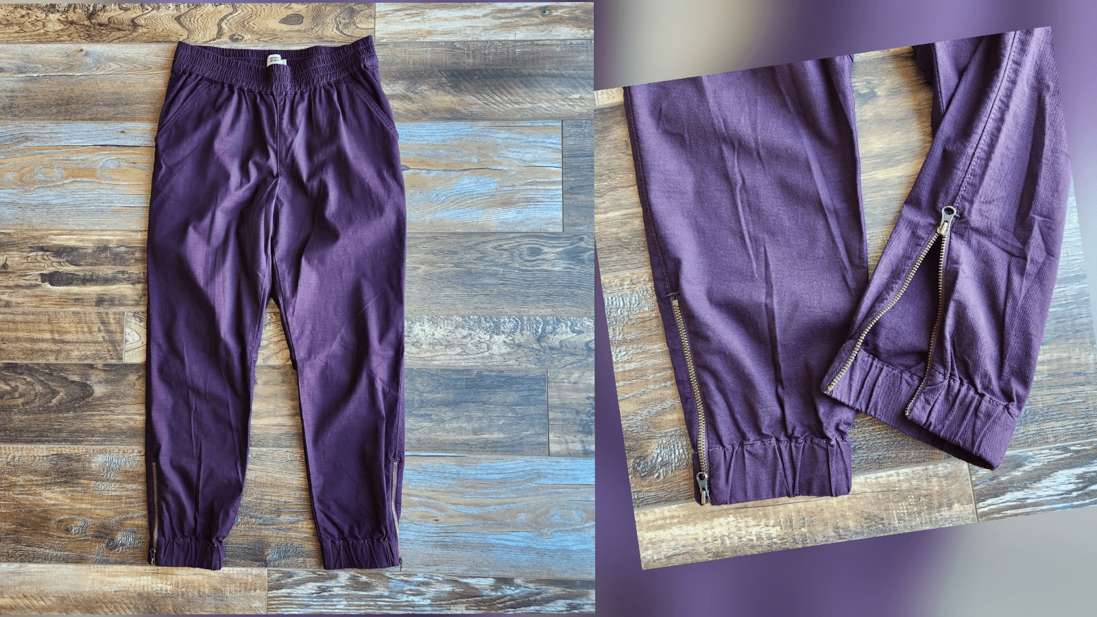 NEW Levi's Not For Resale Ankle-Zip Jogger High Elastic-Waist Pocket Purple Sz.S