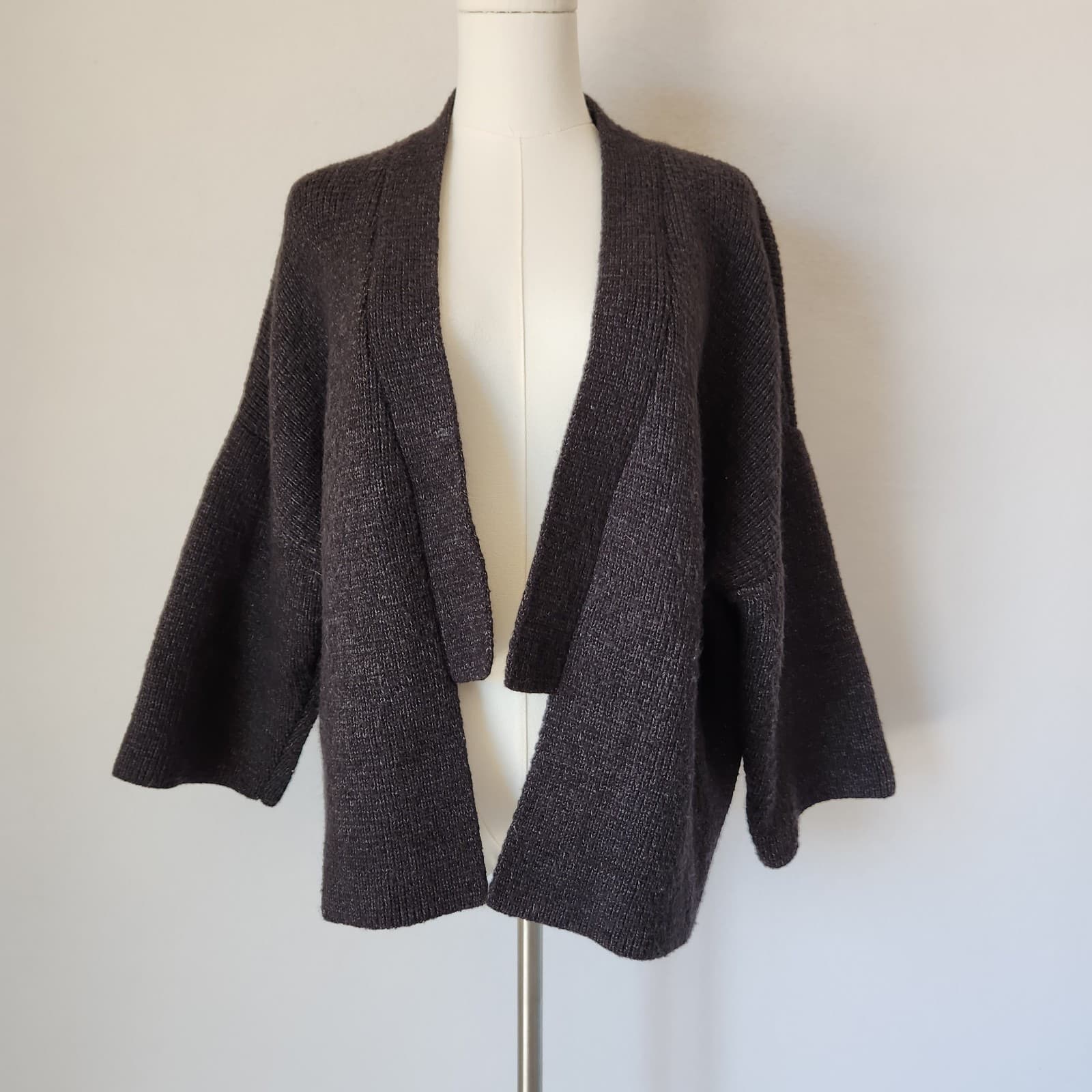 Pilcro Anthropologie Open Front Kimono Cardigan Sweater Charcoal Womens One Size