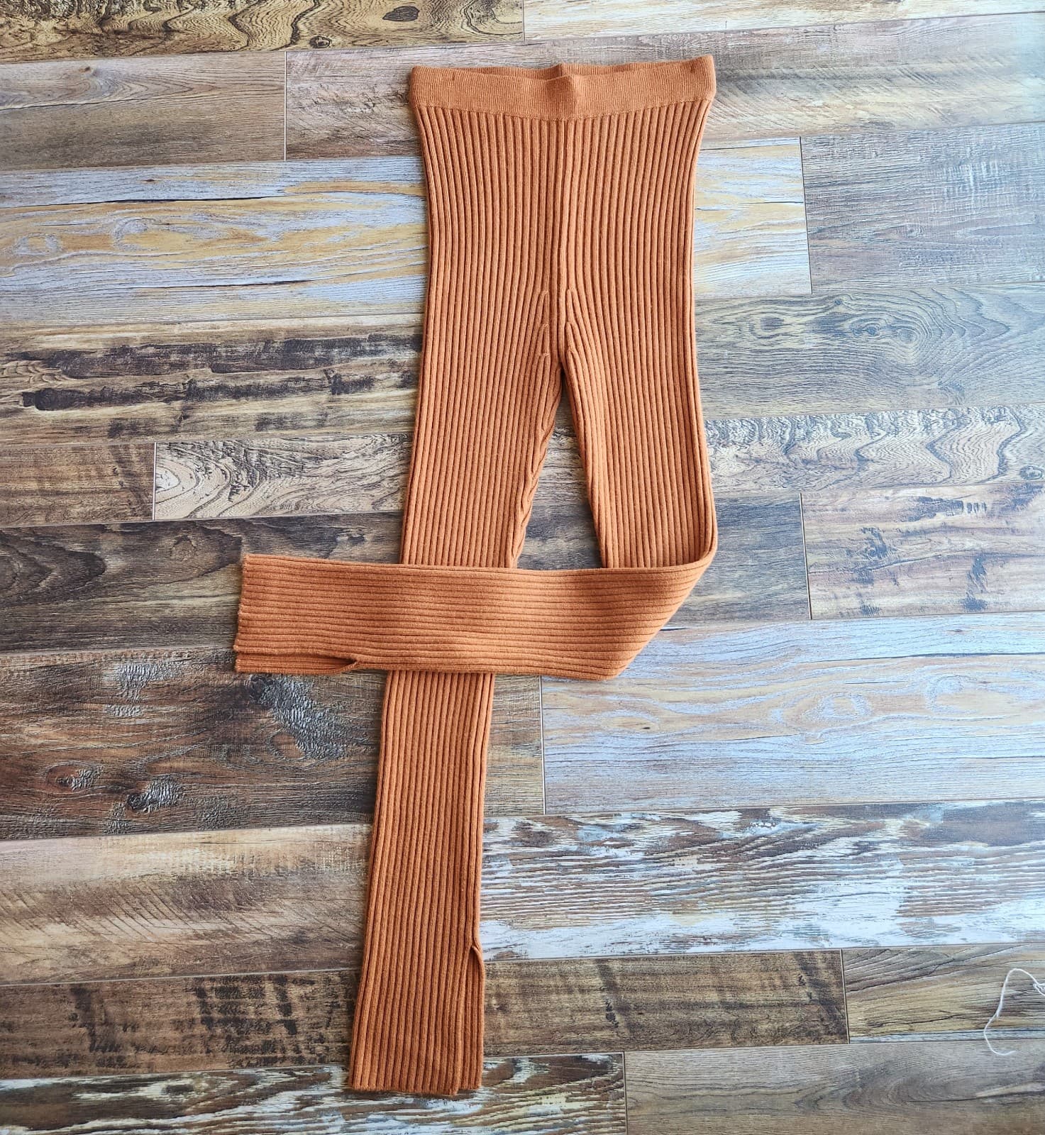 NEW Levi's Not For Resale Wool Blend Ribbed Knit High Waist Legging Slit Brown S