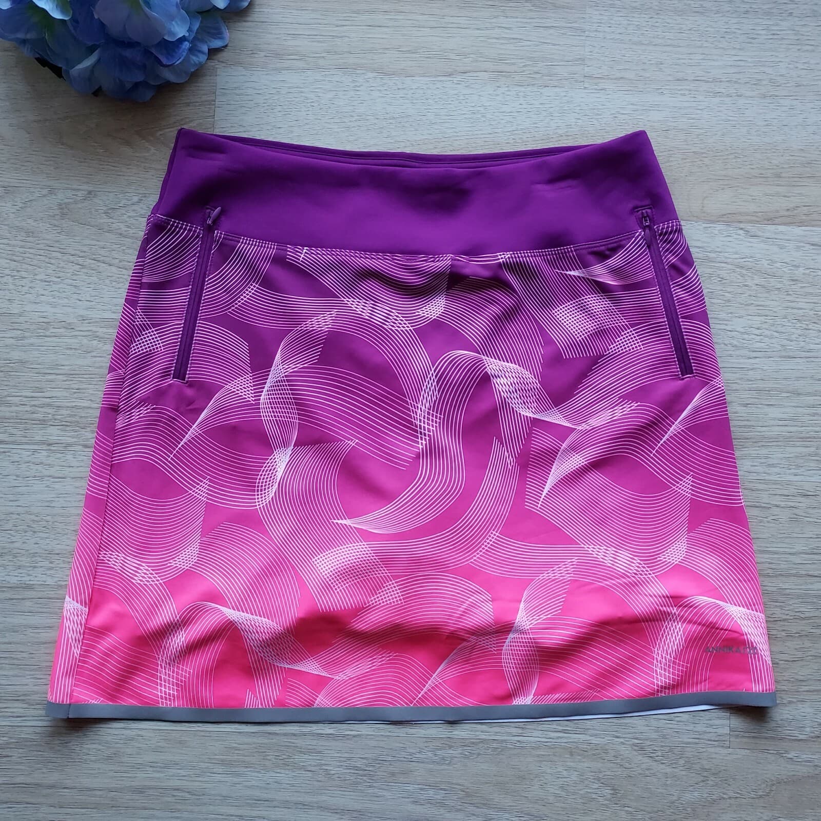 Annika Cutter&Buck Dry Tec UPF 50+ Activewear Skort Zip-Pocket Purple Pink Sz.S