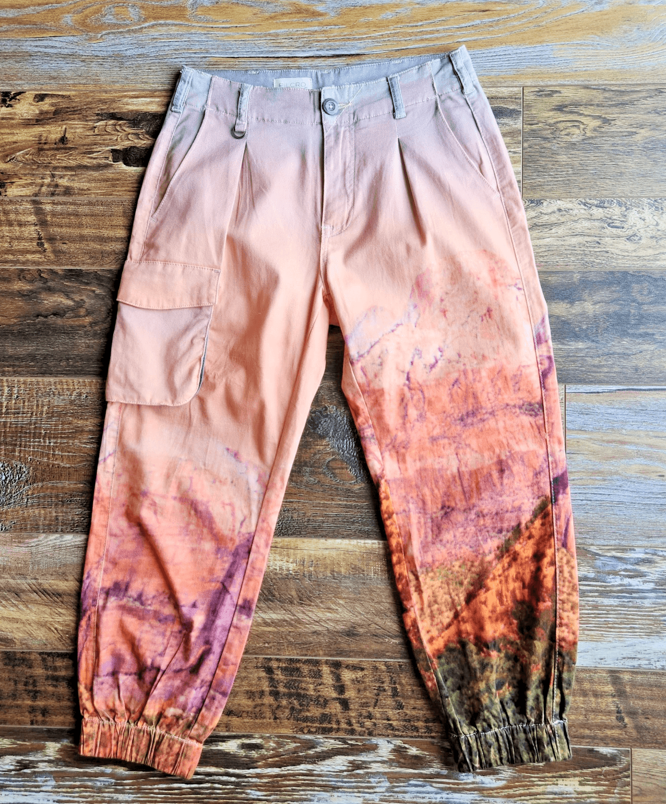 Pilcro Relaxed Low-Rise Cargo Chino Jogger Pants Stretch Graphic Orange Sz.25