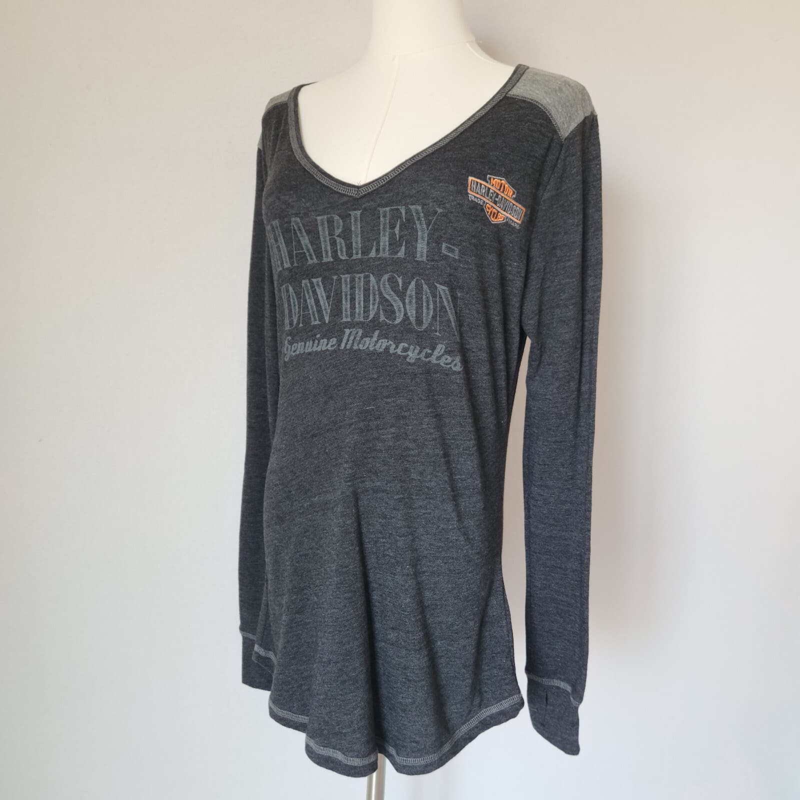 NWoT Harley-Davidson Palm Spring Graphic Long Sleeve T-Shirt Black Gray Womens L
