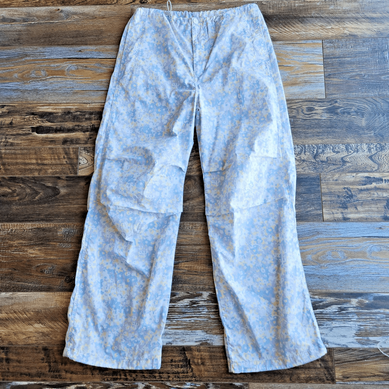 NEW Levi's Not For Resale Floral Baggy Pants High Rise Drawcord Pocket Blue Sz.S