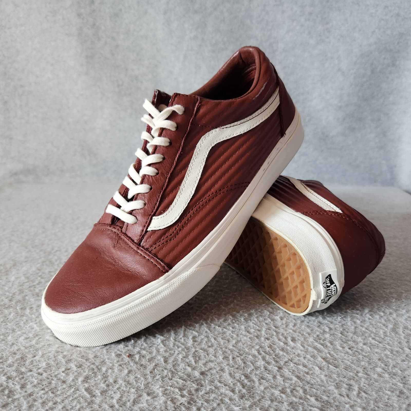 Vans Old Skool Moto UA Leather Skate Shoes Lace-Up Red-Brown Unisex M8.5 W10