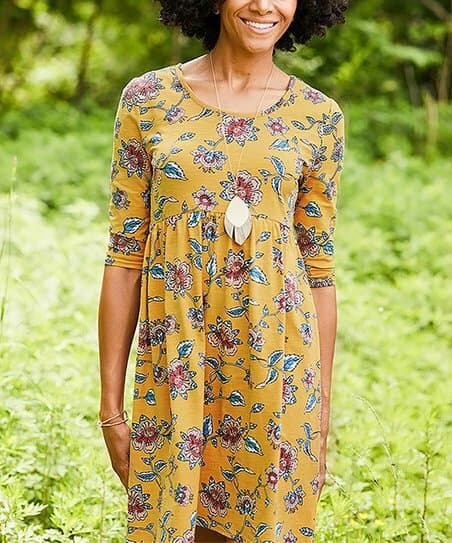 NWT Matilda Jane A Place in the Sun Dress Knit Floral Yellow 3/4 Sleeve Small