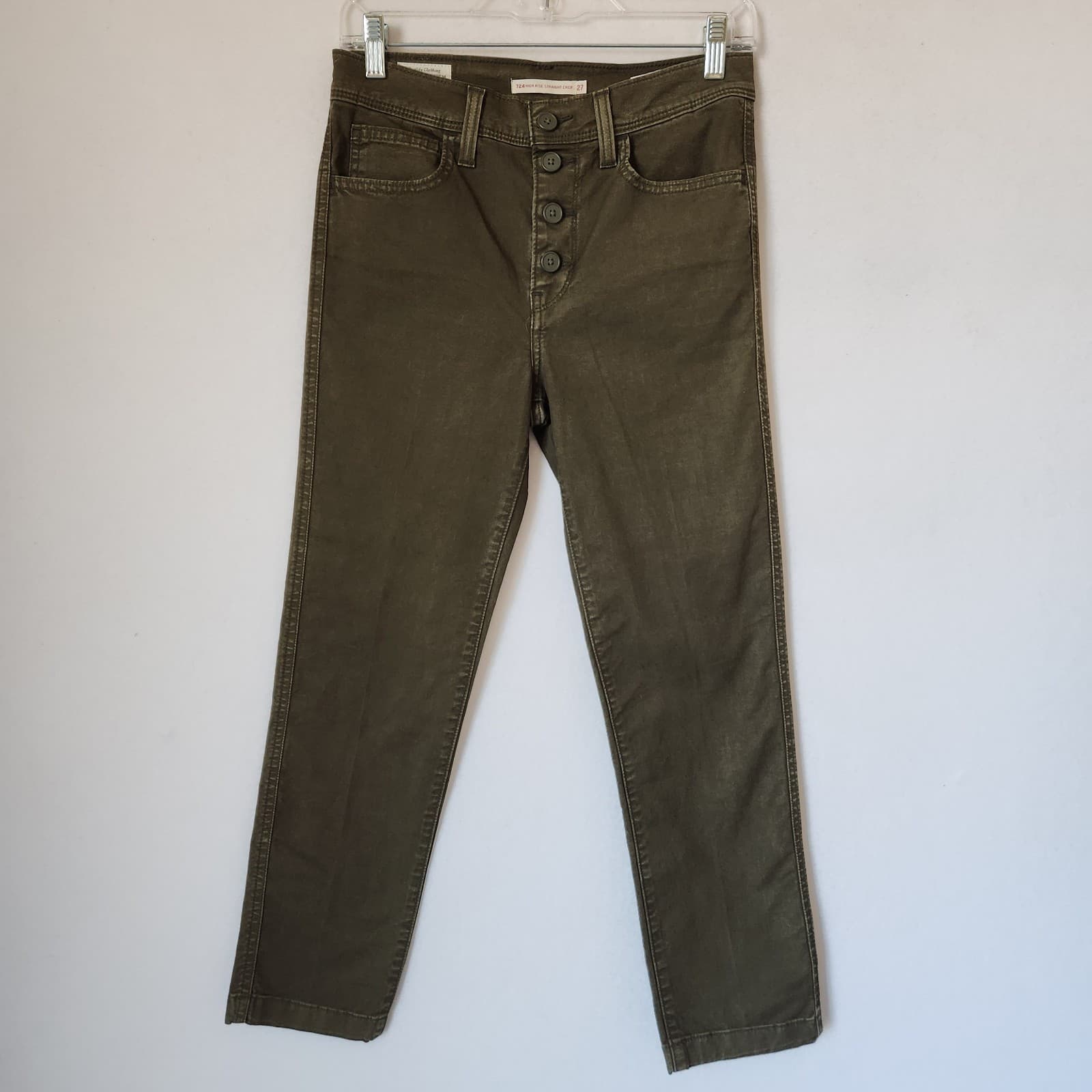 NEW Levi's Premium Not For Resale 724 High-Rise Straight Crop Pants Green Sz.27