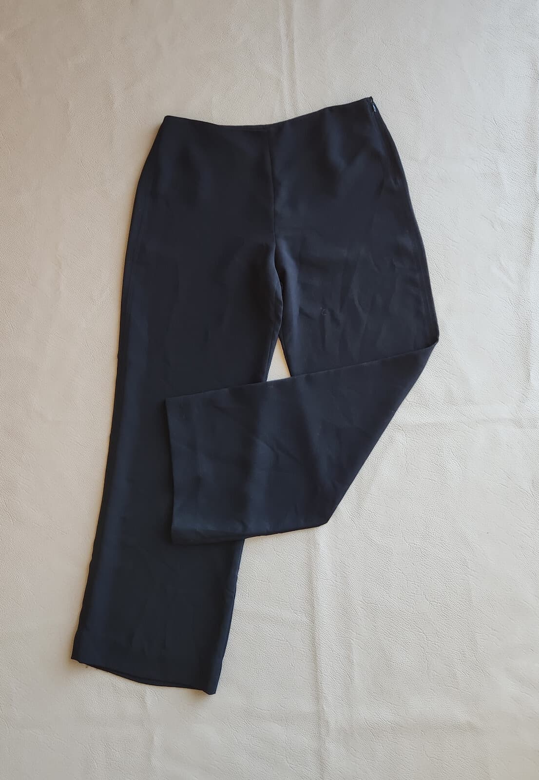 VINCE Straight Wide Leg Chiffon Pants High Waist Zip Black Polyester Women's 12