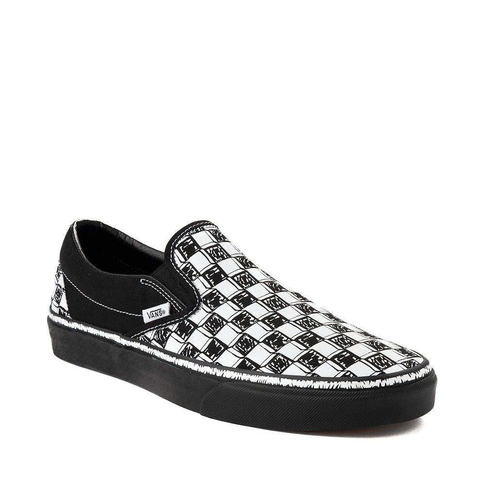 Vans Sketch Checkerboard Slip-On Canvas Sneaker Black White Unisex US-W5.5 M4