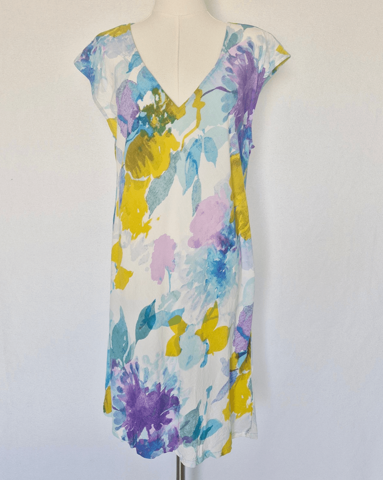 Jams World Hawaii Winter Blossoms Watercolor Floral Tunic Sleeveless Dress Sz.XL