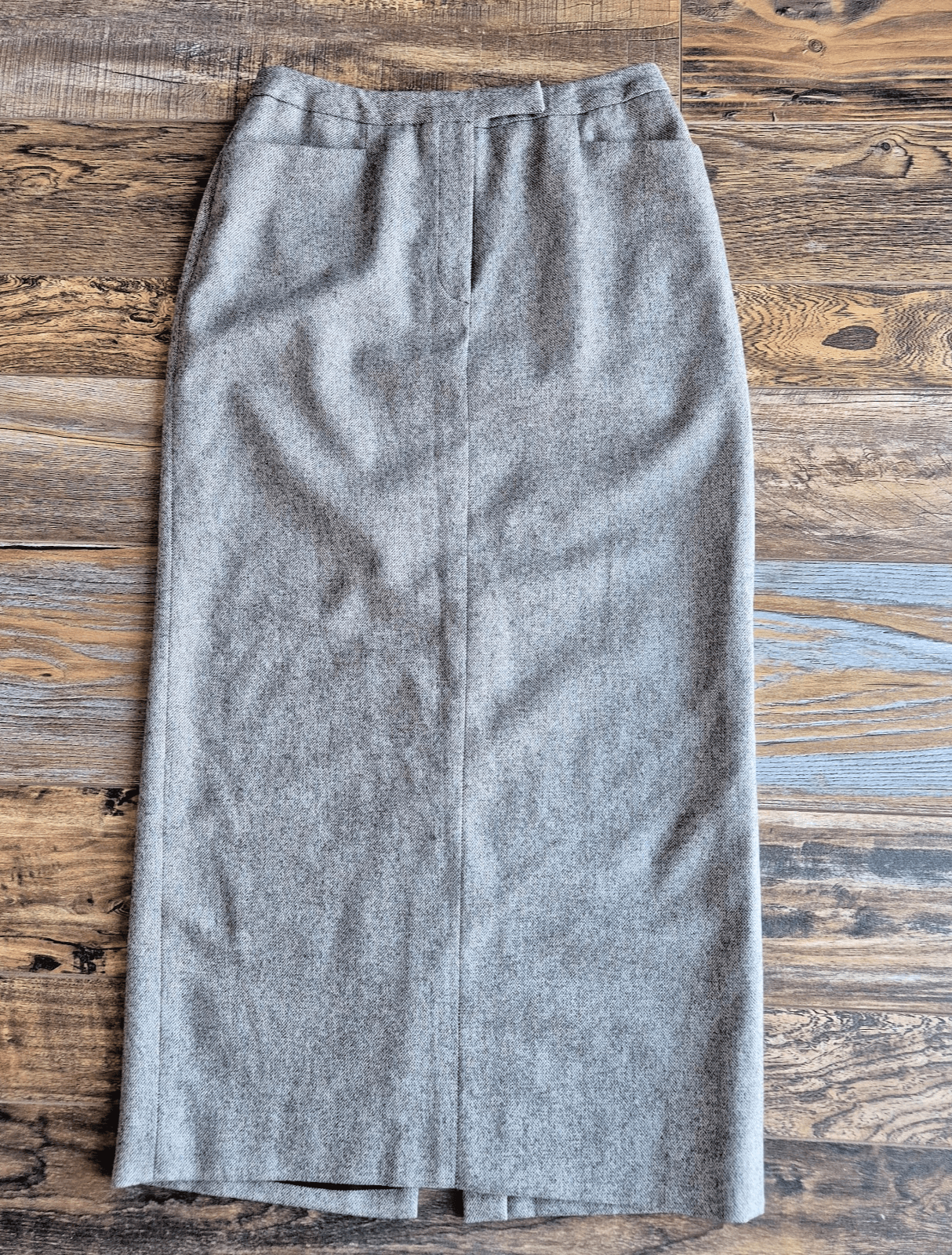 Vintage Lauren Ralph Lauren Tweed Wool Midi Pencil Skirt Front-Zip Brown Size 8P