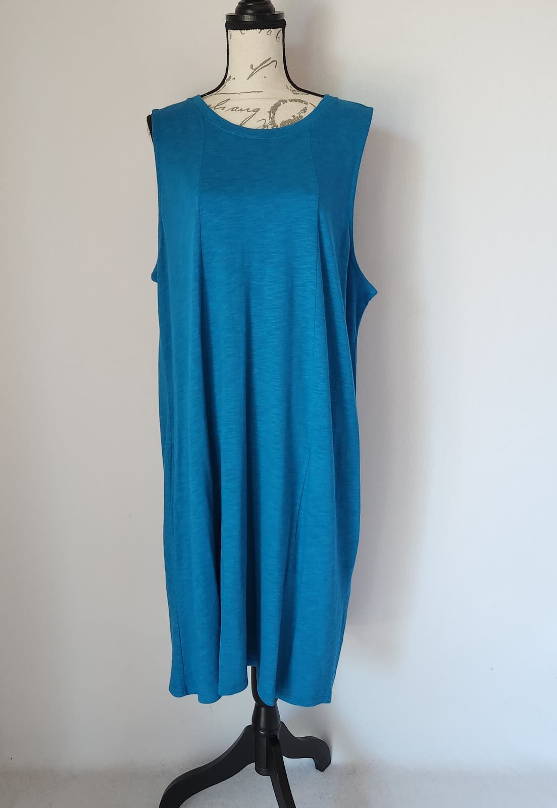 NWot J.Jill Modal Cotton Tunic Midi Tank-Dress Sleeveless Pocket Blue Women XL