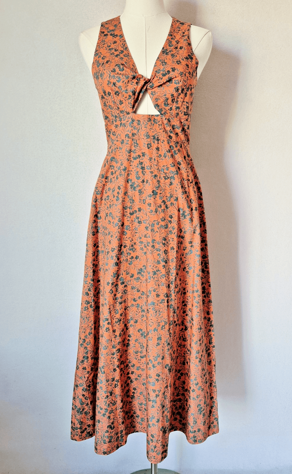 NWT Madewell Stephanie Floral Twist-Front Fit-Flare Midi Dress Sleeveless Sz.00