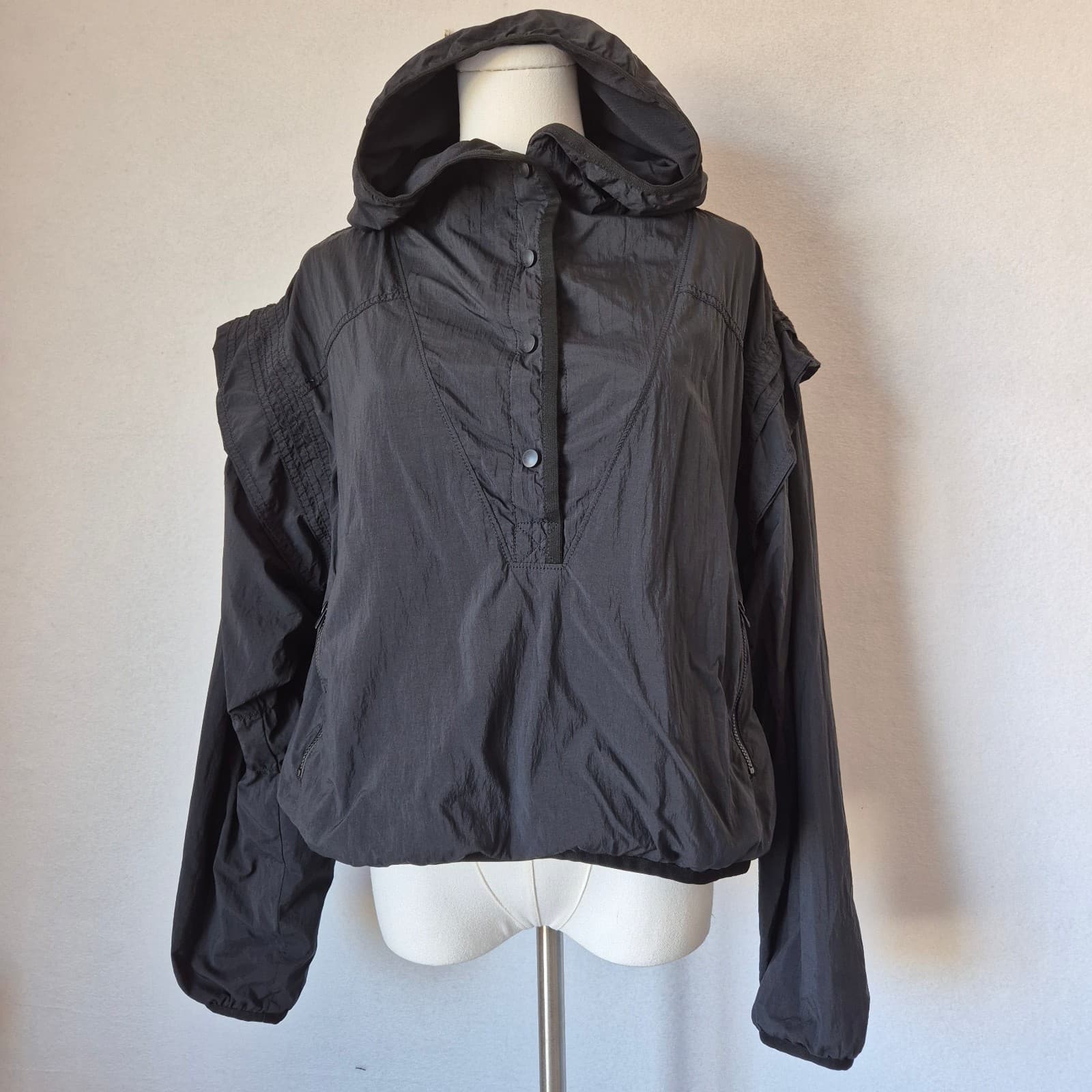 Free People Movement Hooded Lightweight Anorak Jacket Pullover Black Women's XS