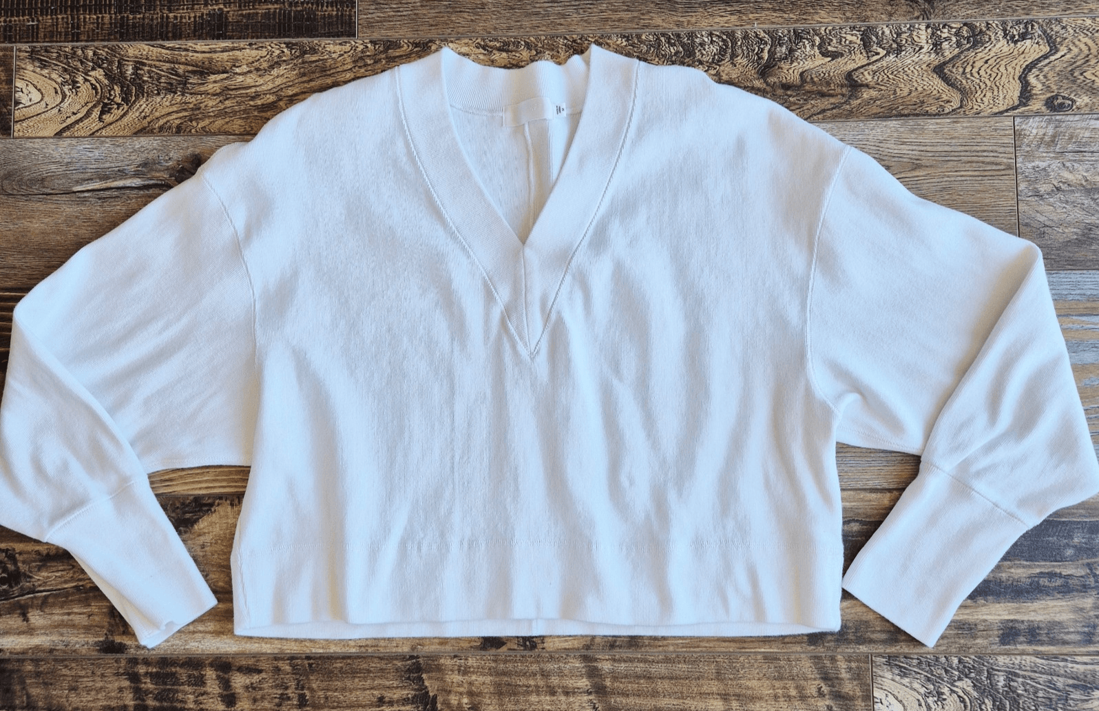 MOUSSY VINTAGE Made in Japan Boxy V-Neck Sweater Cotton Knit White Women's M
