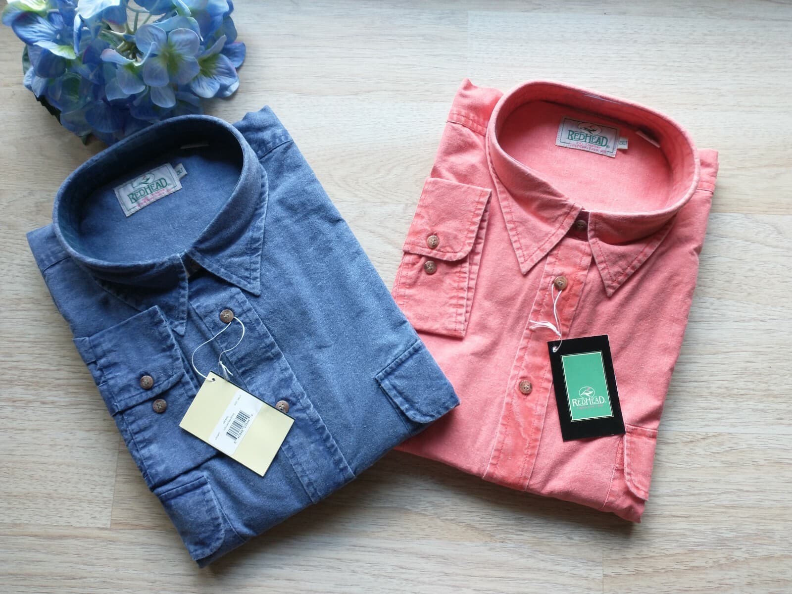 NWT RED HEAD Outdoor Castmaster 2-Shirts Long Sleeve Button Salmon Blue Men 2XLT