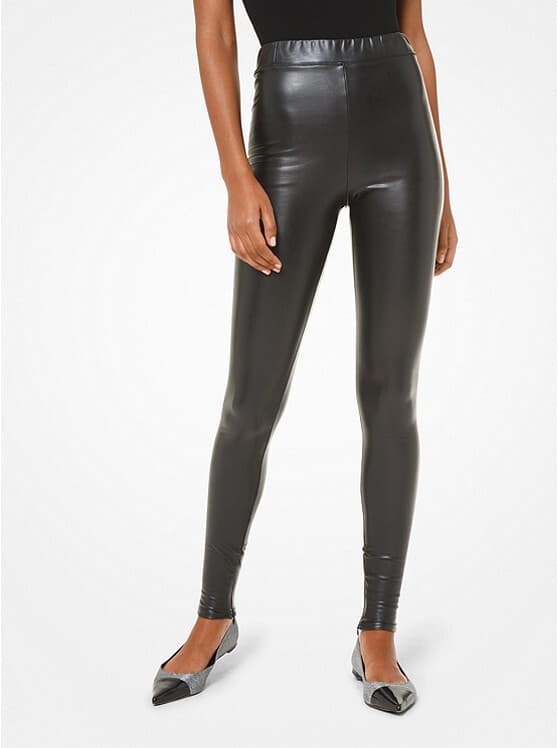 NWT Michael Kors Faux Leather Legging Pants Pull-On Chocolate Women Sz.8 $100