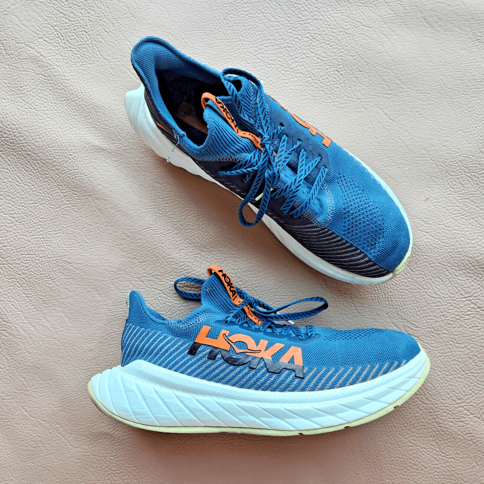 Hoka One One Carbon X 3 Men’s Running Shoes Comfort Lace-Up Blue Black US 10D