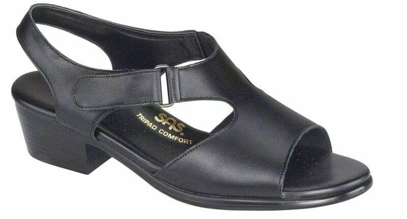 SAS Suntimer Leather Heel Strap Sandals Tri-Pad Comfort Black Women US10.5