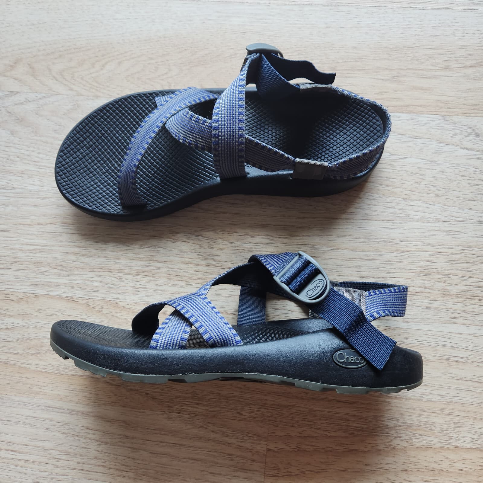 Chaco Z/1 Classic Walking Sandal Adjustable Straps Comfort Navy Grey Men's US12