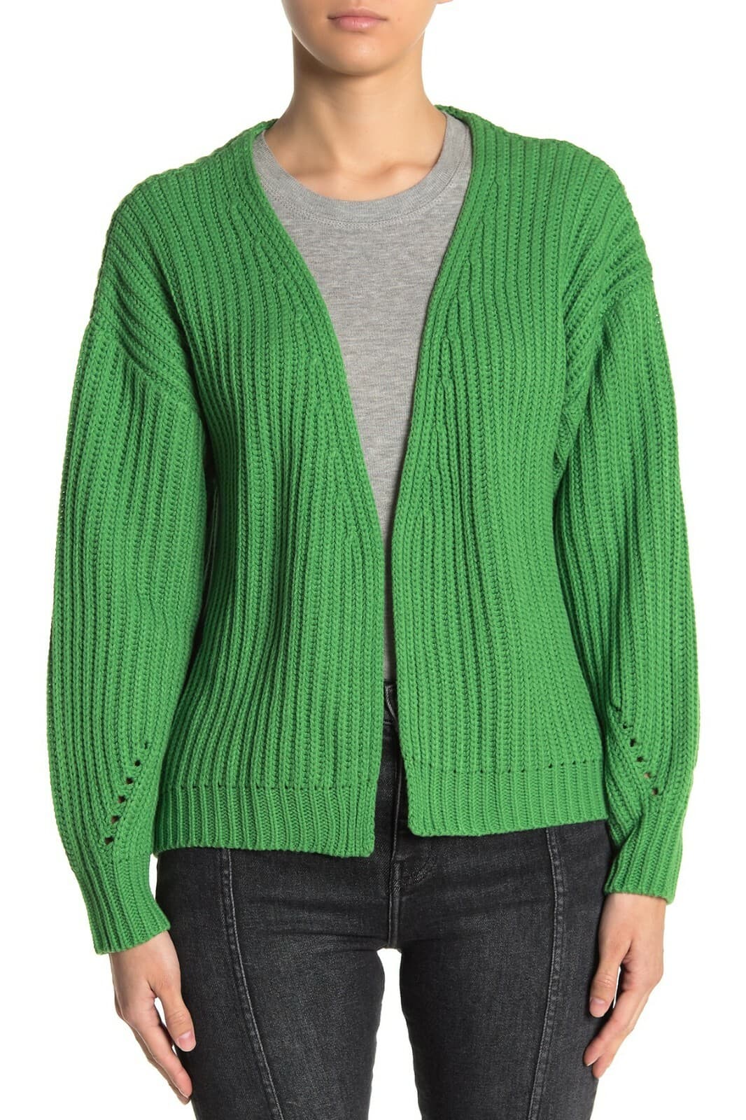 CODE x MODE Cable Knit Open Front Cardigan Long Sleeve 100% Acrylic Women Sz.L
