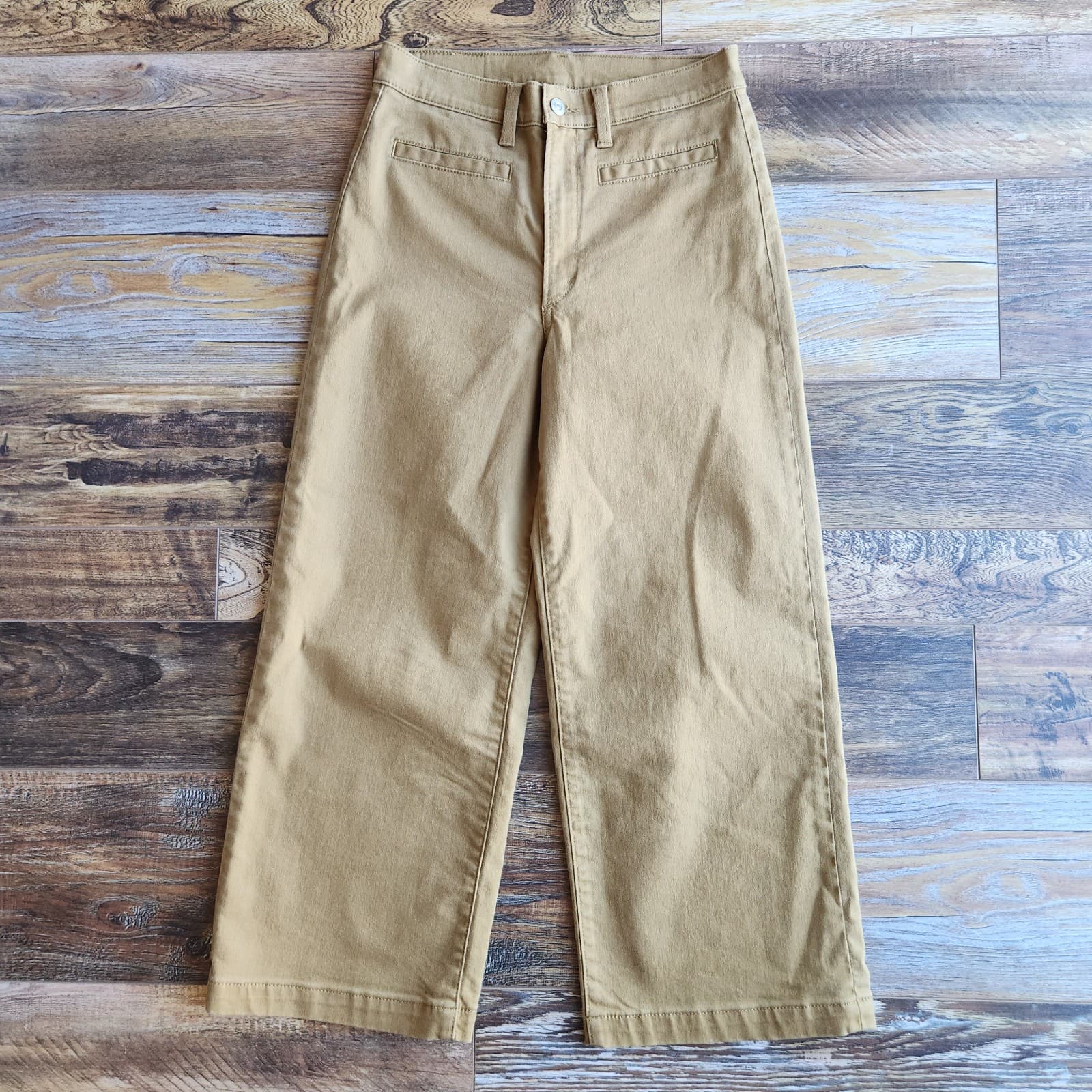 NEW Levi's Not For Resale Straight Wide Leg Crop Pants Jeans Zip Dull Gold Sz.27
