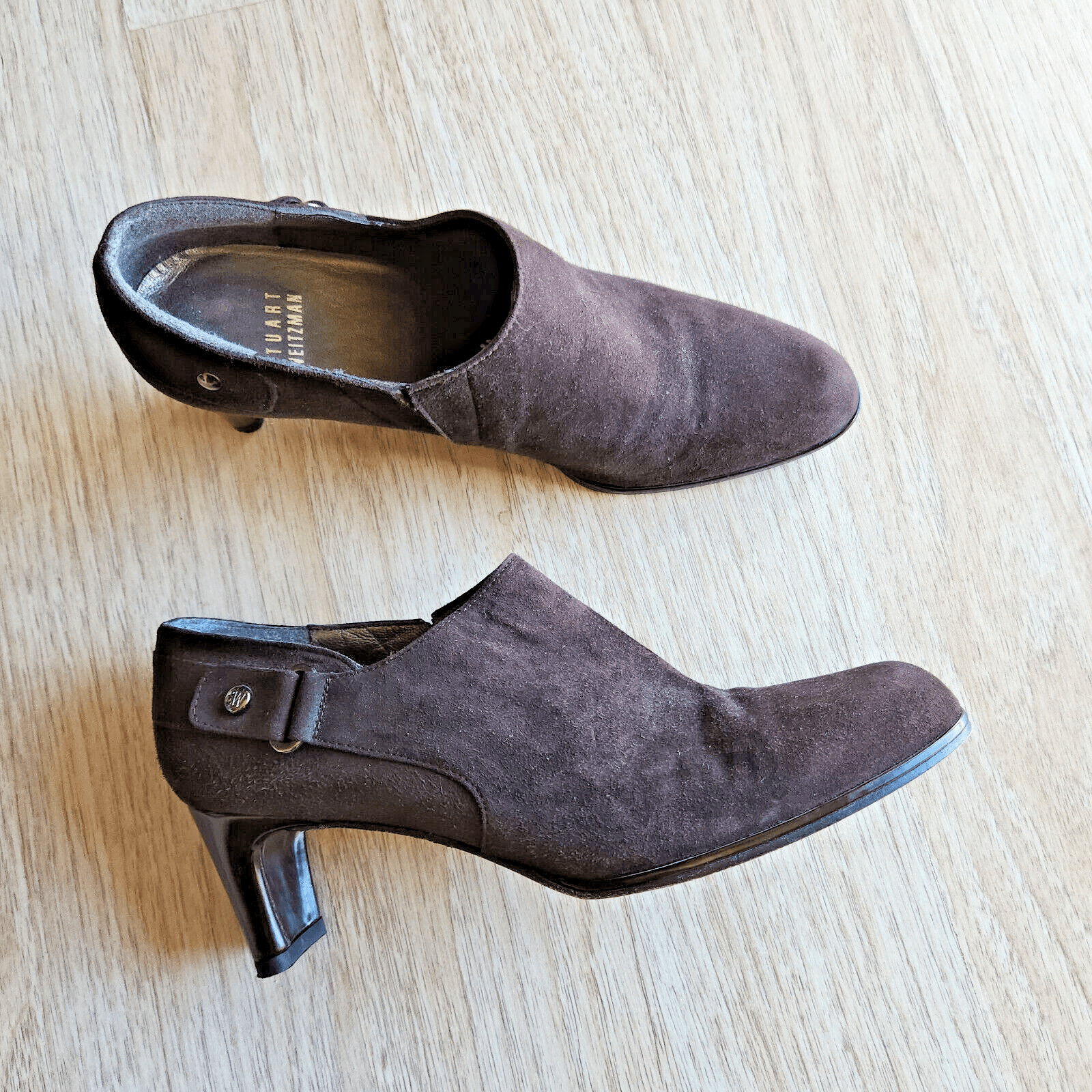 Stuart Weitzman Brown Suede Pumps Booties Elastic Gusset Slip-On Women US6.5M
