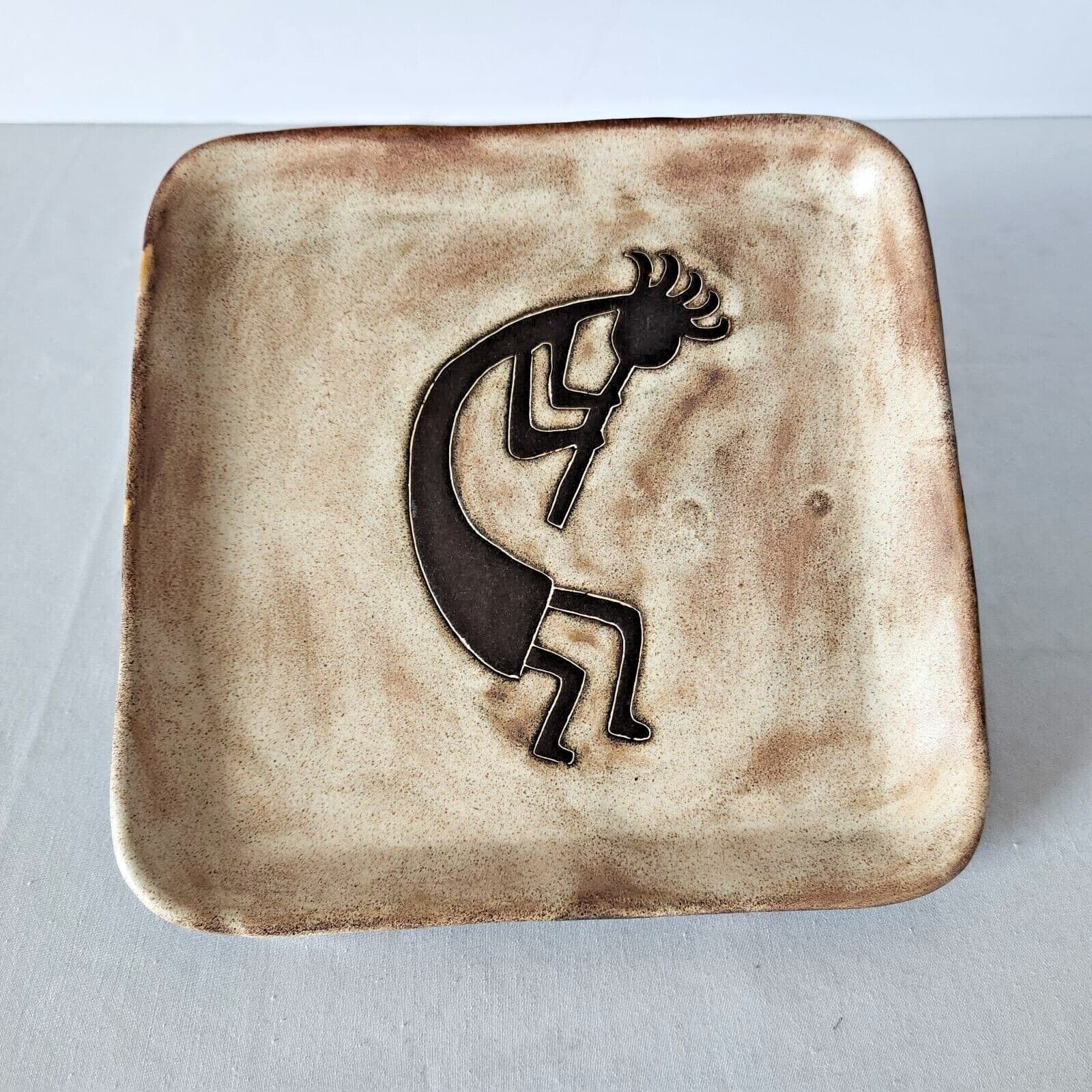 Design by Mara Mexico Pottery Stoneware Kokopelli Musician 9" Square Salad Plate