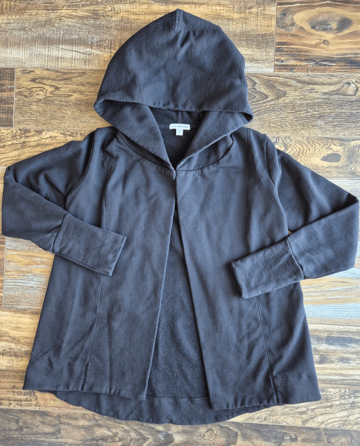 Standard James Perse French Terry Hoodie Open Sweat Cardigan Black Women's 1 (S)