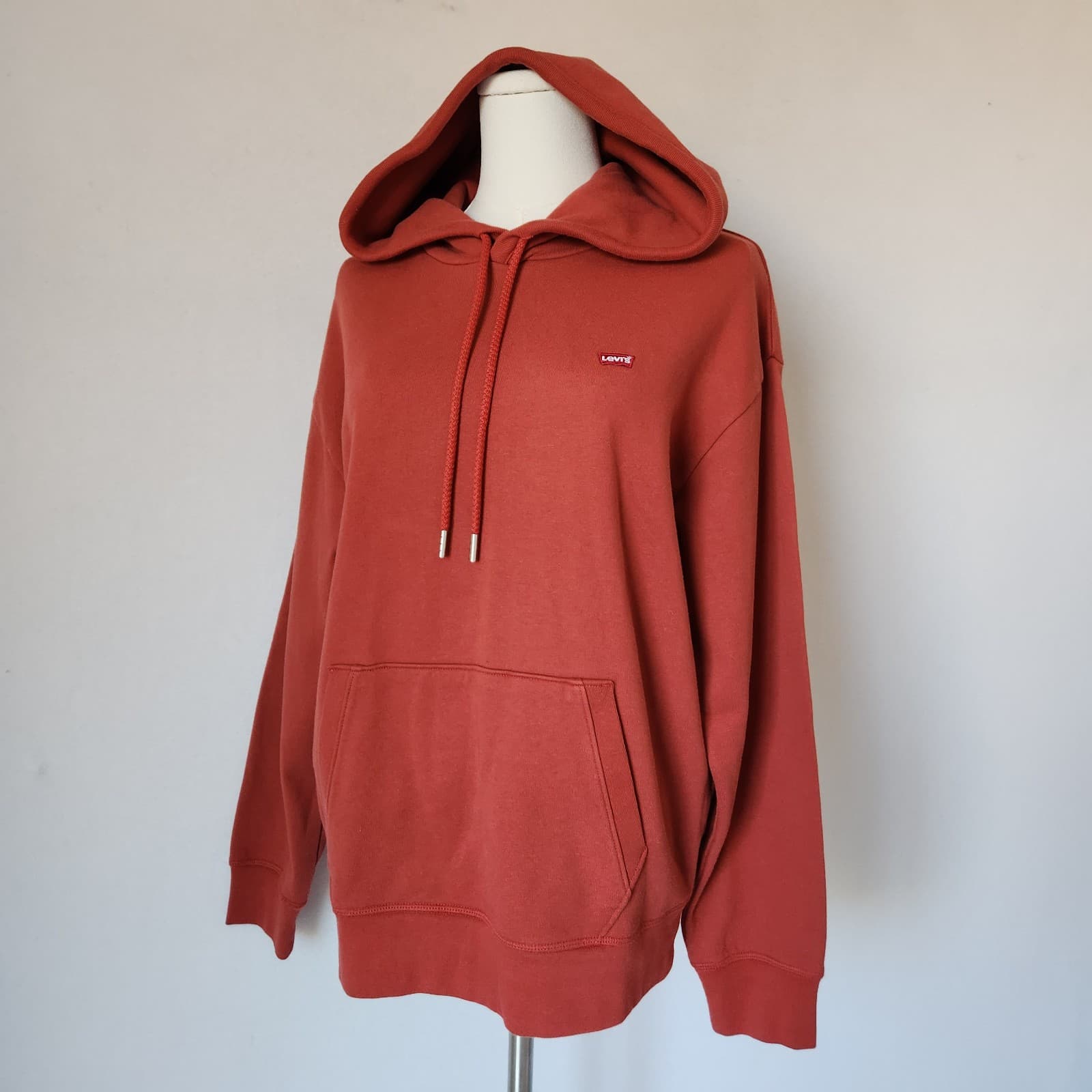 NEW Levi's Standard Hoodie Sweatshirt "Not For Resale" Terry Knit Red Women's S