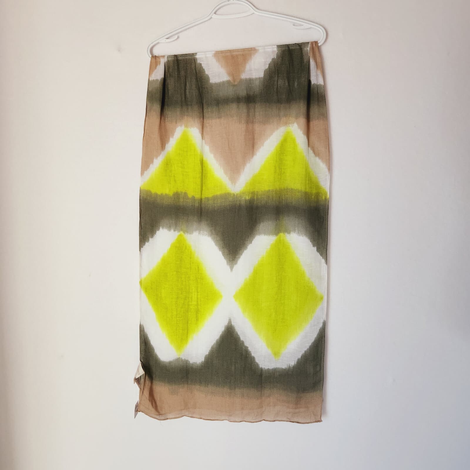 NWT Chico's Cotto Ikat Straight Oblong Scarves Viscose Linen Blend 20"x72"