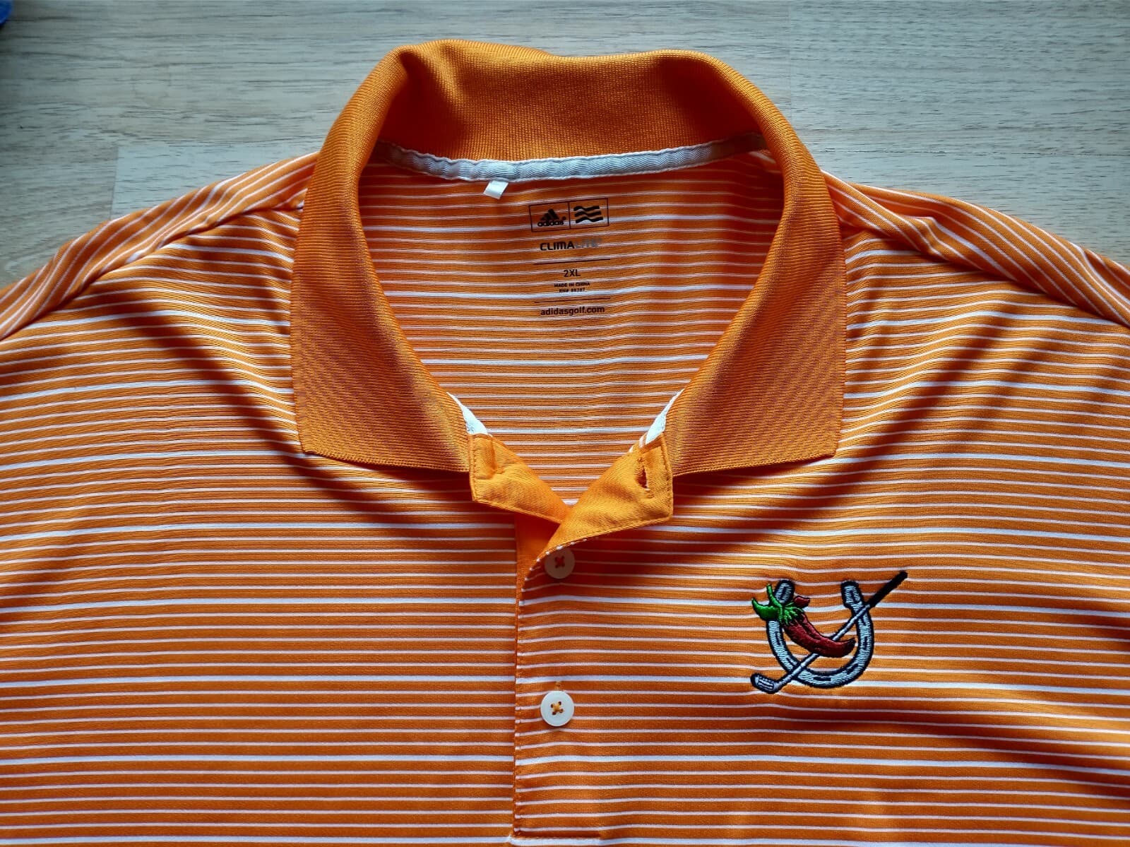 Adidas Climalite 2012 Invitational Men Golf Polo Shirt Orange Stripe Sz.2XL