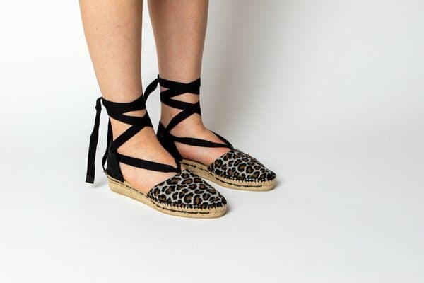 NWoB Castañer Gabriela Leopard Low Espadrille Sandel Ribbon Ankle-Tie Black EU37