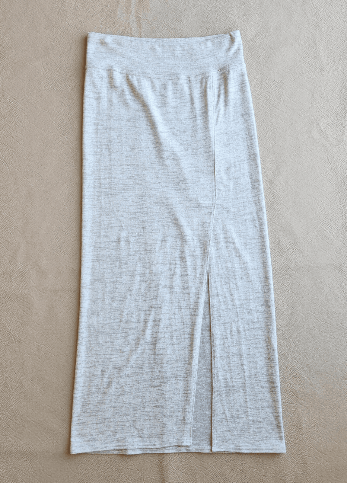 Aritzia Wilfred Free Shields Knit Midi Pencil Skirt Front Slit Pull-On Grey Sz.S