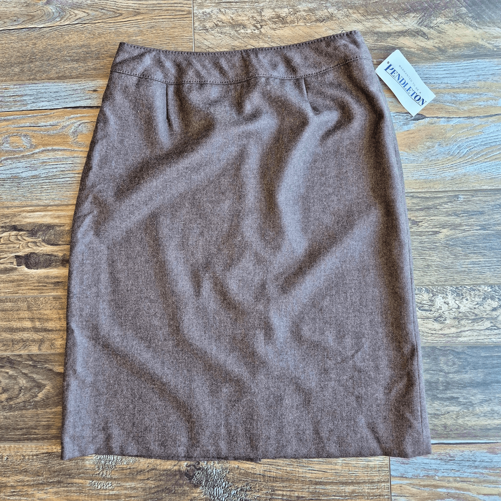 Vintage NWT Pendleton USA Made 100% Virgin Wool Mini Pencil Skirt Brown Sz.10