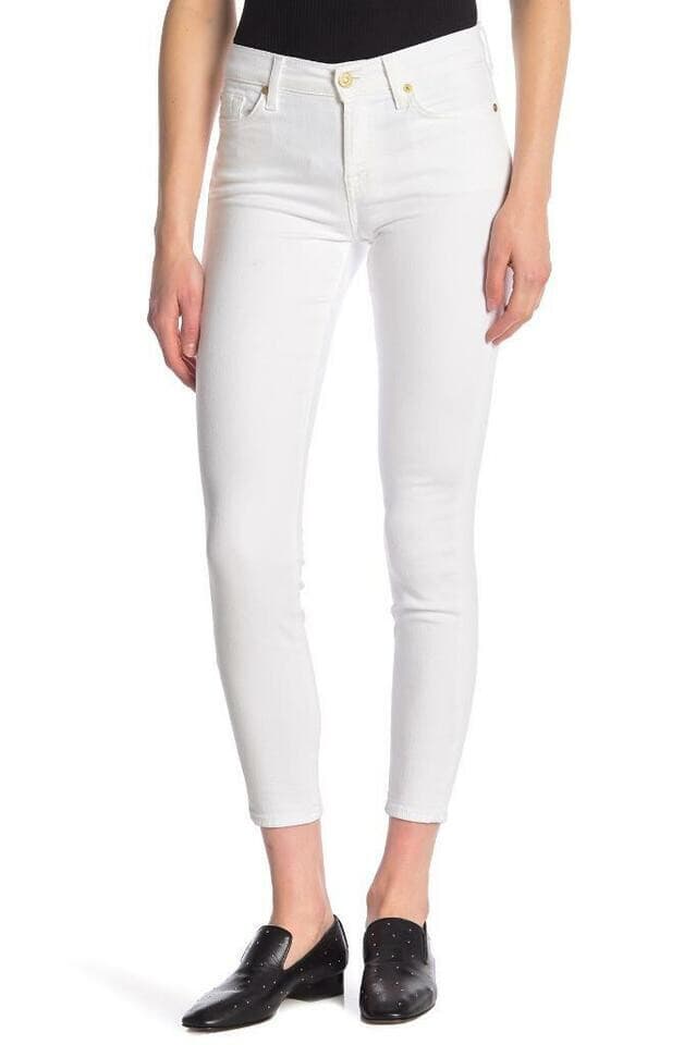 7 For All Mankind Gwenevere High Waist Ankle Skinny White Jeans Stretch Sz.30