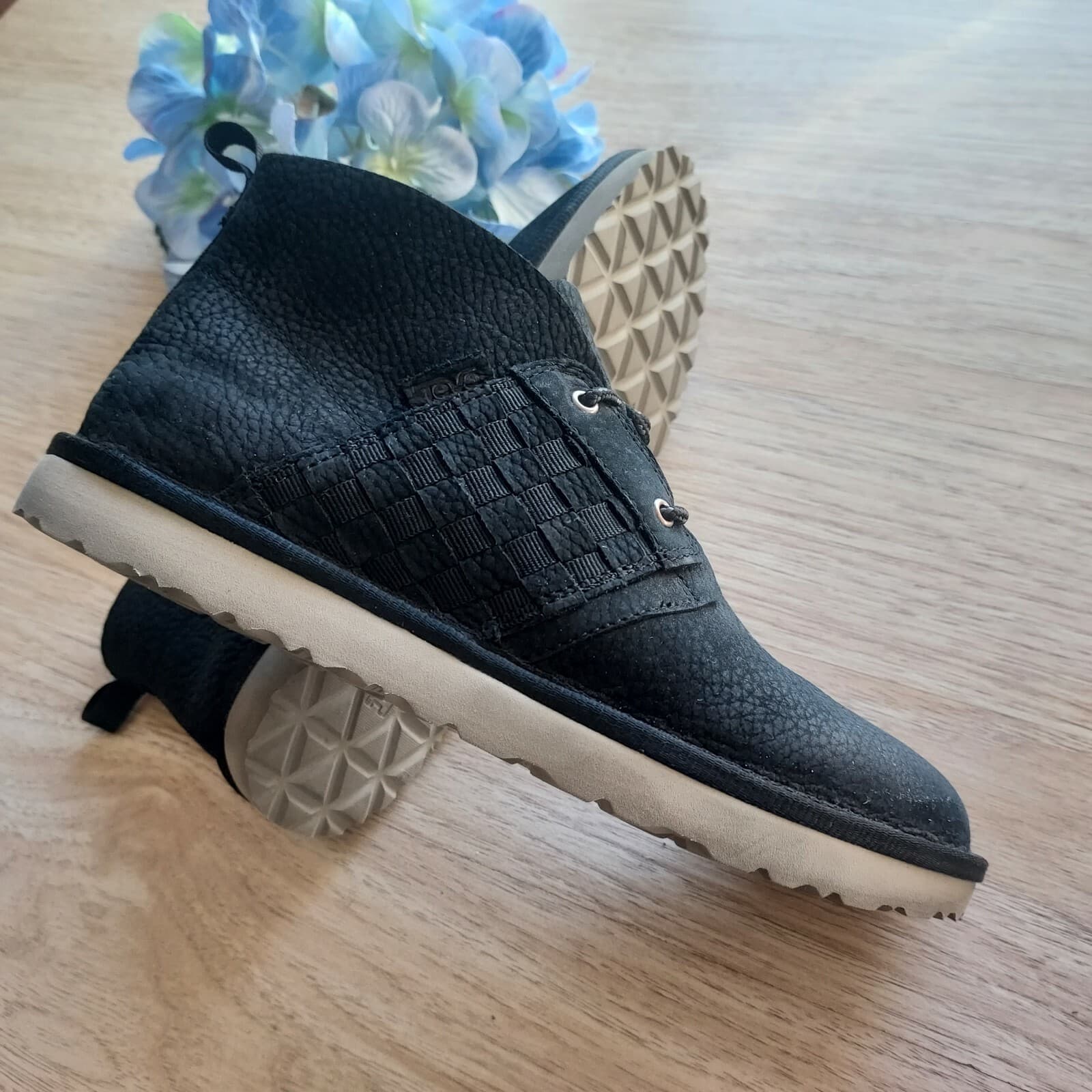 Teva Coromar Buffed Leather Suede Chukka Ankle Boots Lace-Up Black Women US6.5