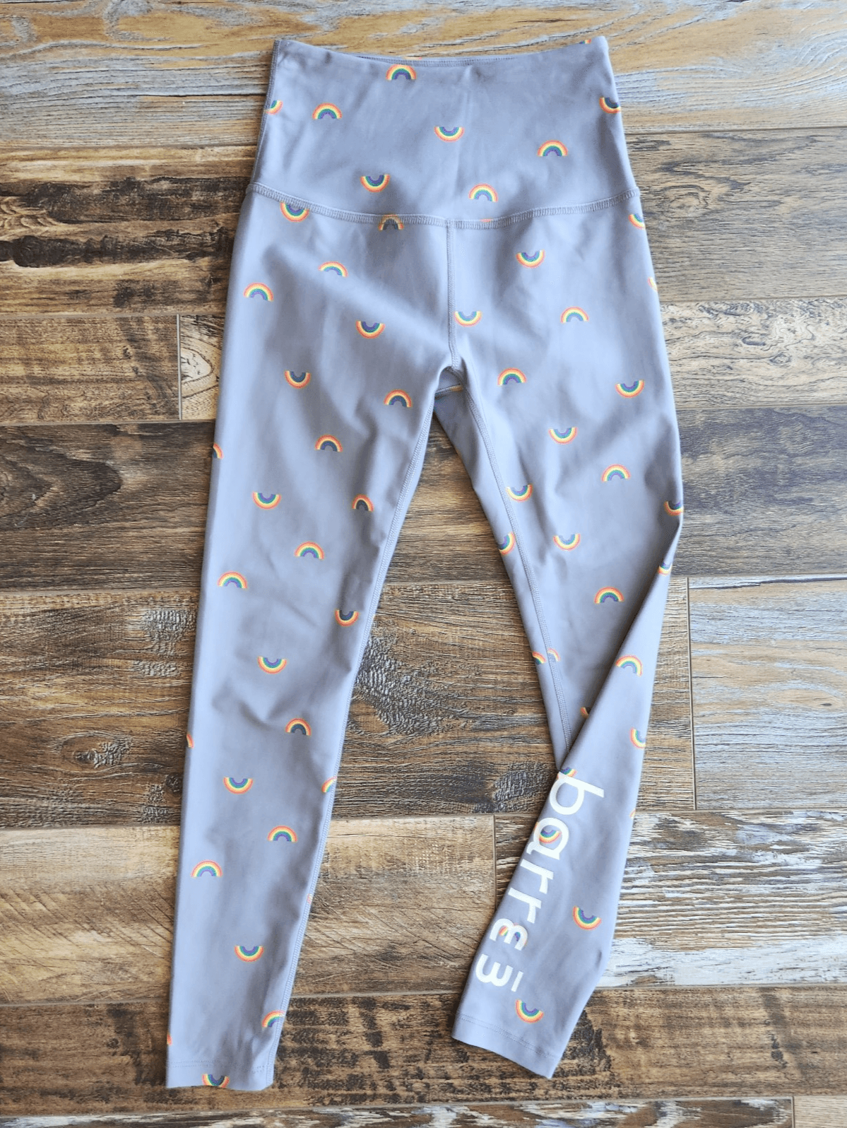 Beyond Yoga x Barre3 Rainbow Printed High Waist Legging Grey Sz.S Made in USA