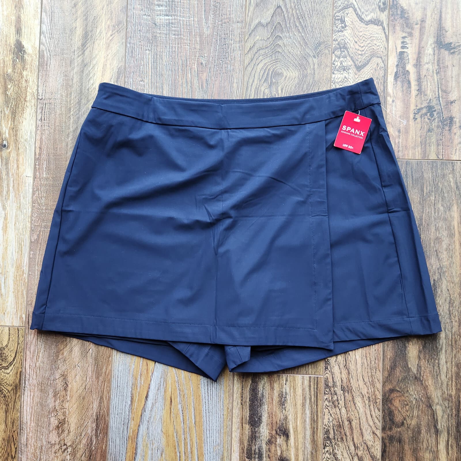 NWT SPANX Sunshine Skort 6" UPF 50+ Quick Dry Pull-On Pocket Midnight Navy Sz.XL