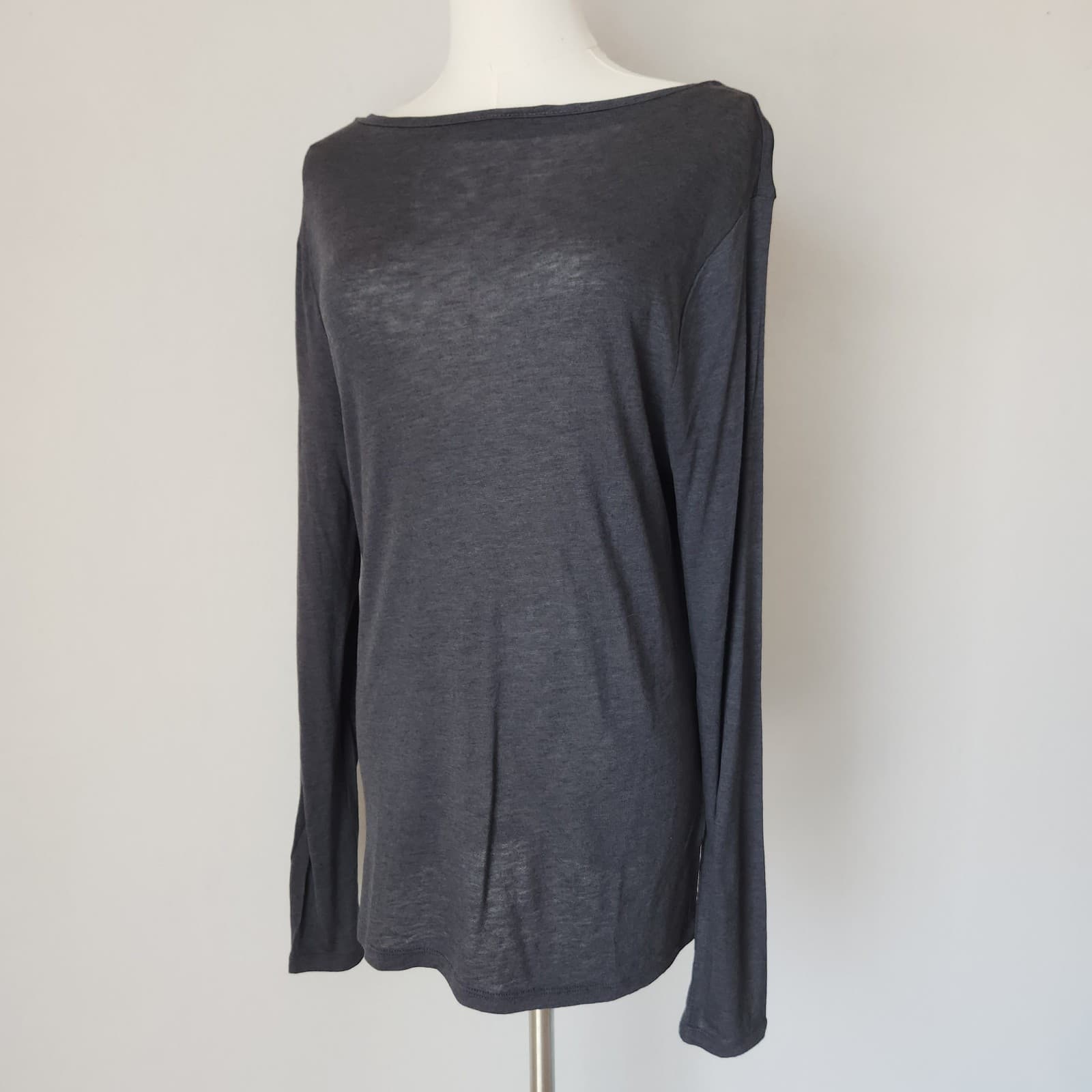 NWT J.Crew Collection Layering T-Shirt Black Sheer Wool-Blend Long-Sleeve Sz.L