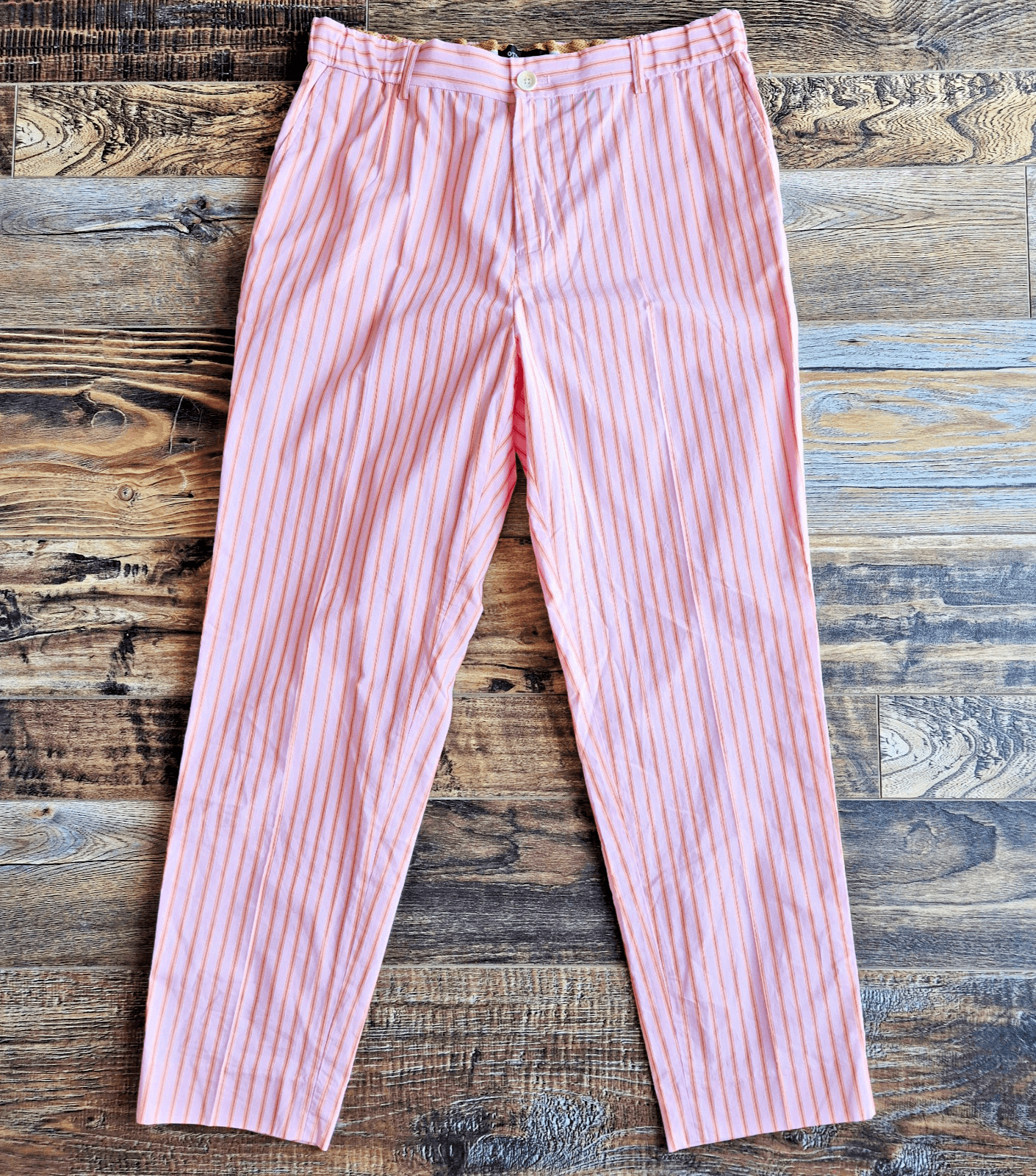 Scotch & Soda Fave Pink Orange Striped High Rise Ankle Pants Pocket Womens 31/32