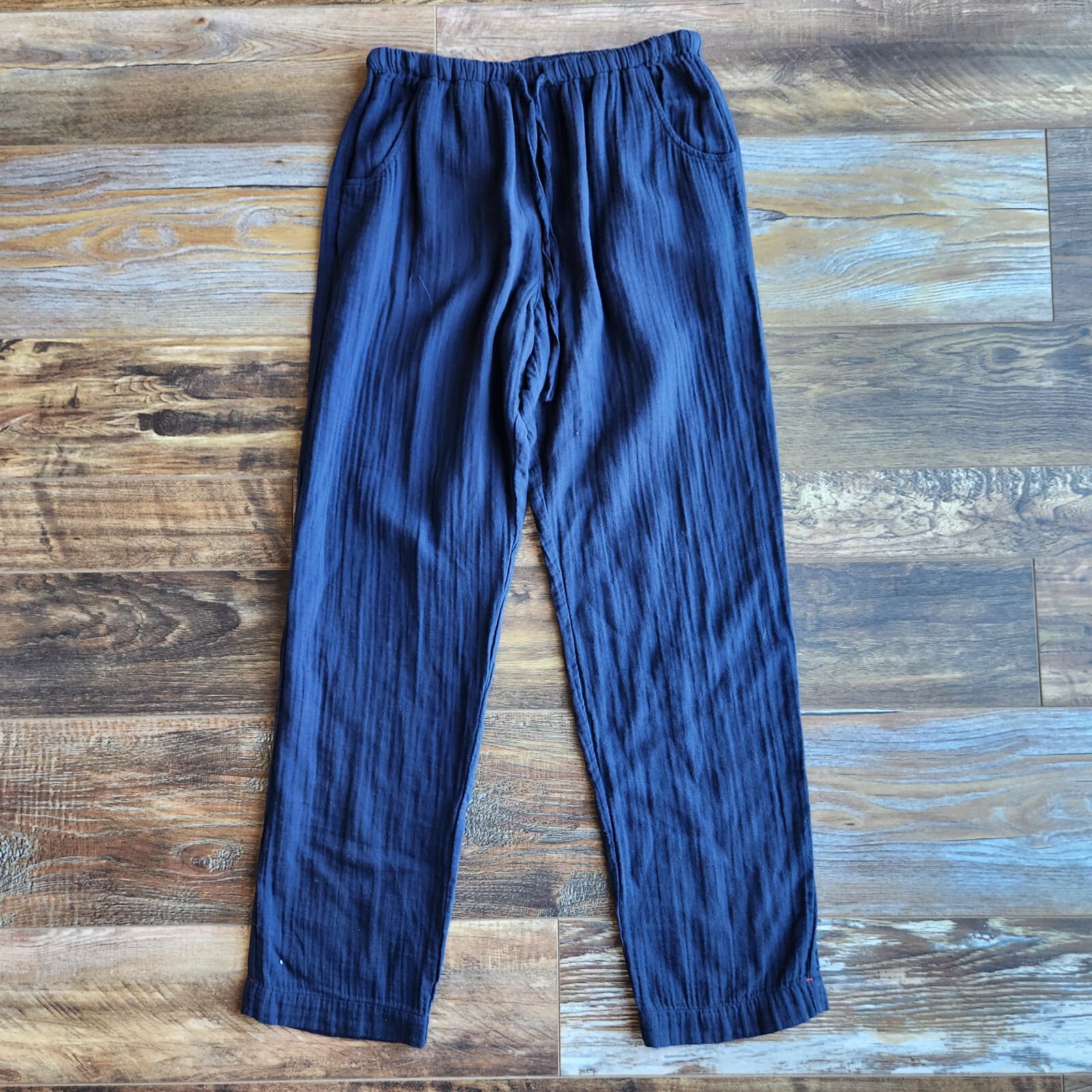 Xirena Jordyn Gauze Cotton Pants Elastic Waist Drawstring Pocket Navy Blue Sz.XS
